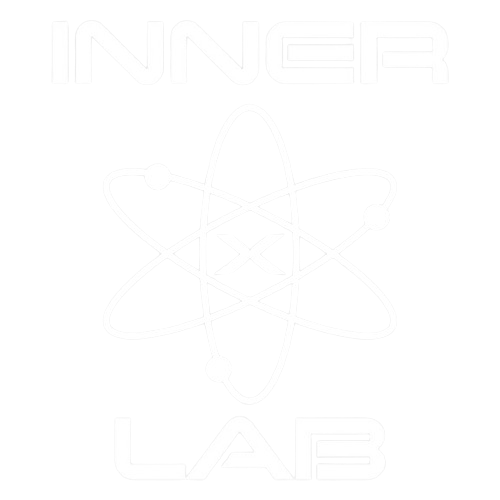 A white atom with the words inner lab underneath it.