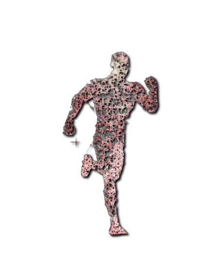 A pixelated image of a person running