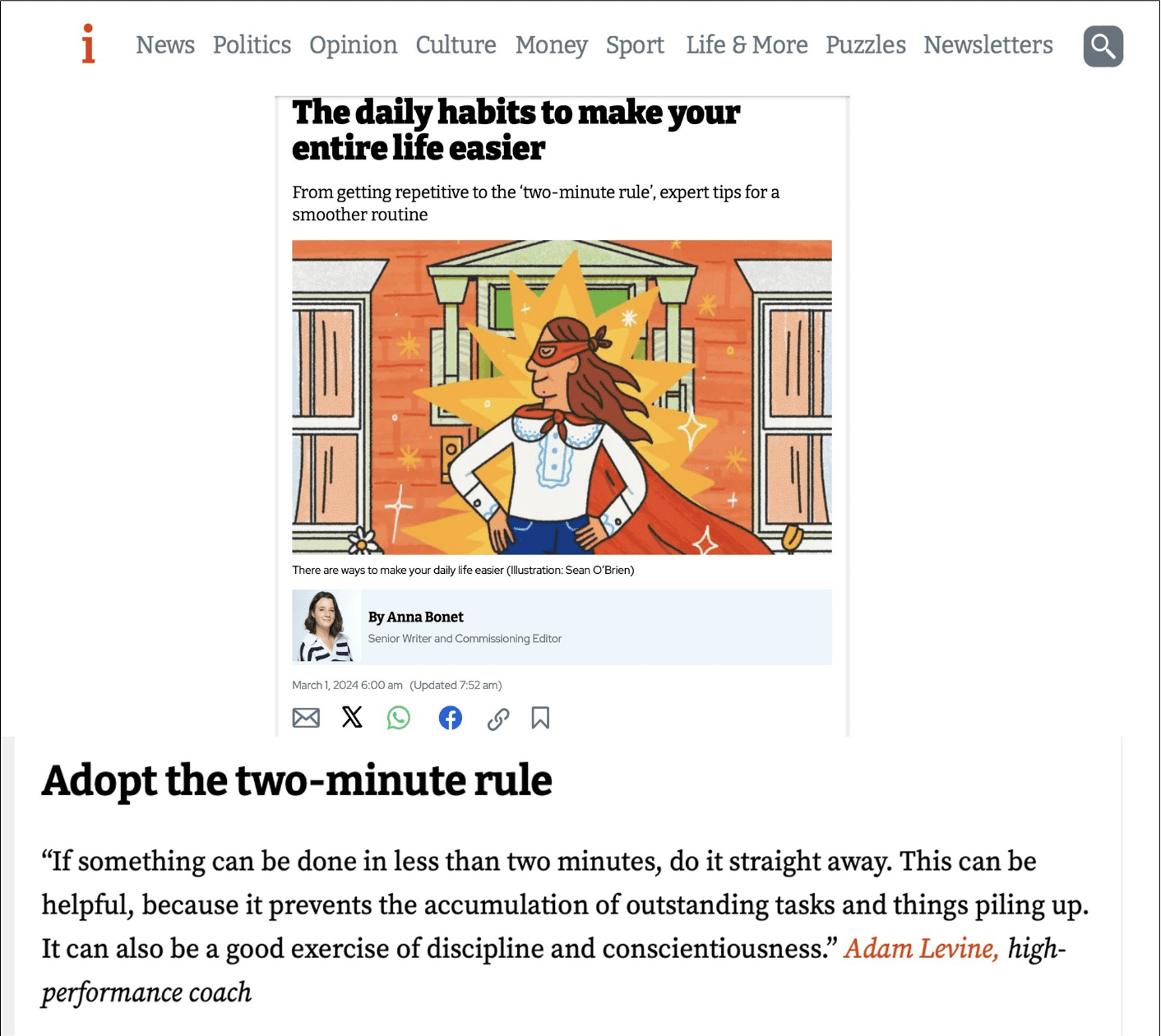 A picture of a person with an article on it.